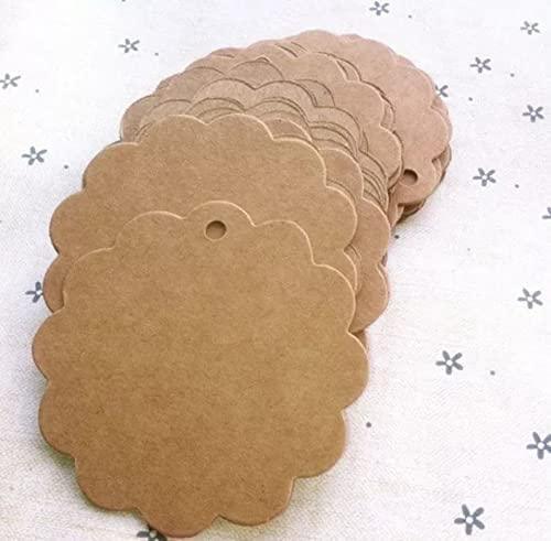 Scalloped Shaped Kraft Plain Paper Tags with Jute Twine, Perfect for Arts and Crafts, DIY, Wedding Party Favor - (Pack of 200) - Haoser