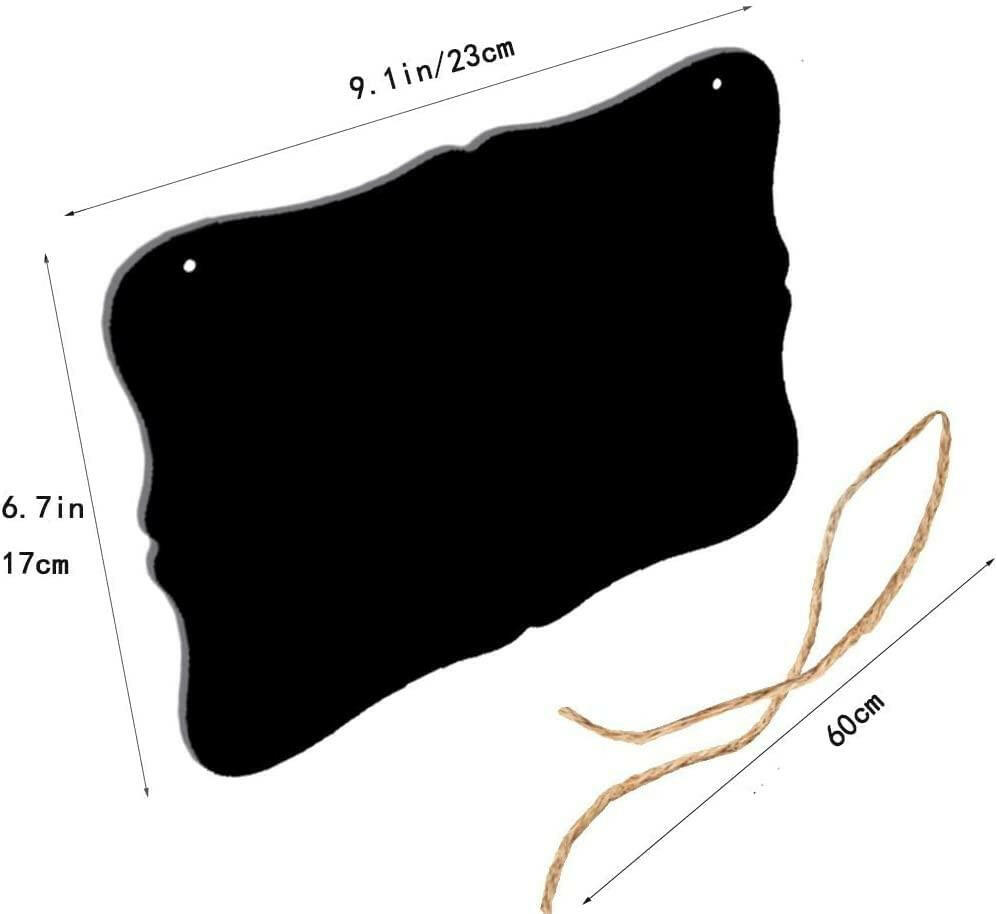 Haoser 5 Pack Wooden Hanging Chalkboard Signs,Memo Message Sign, Vintage Erasable Message Board Sign with Hanging String for Wedding Kitchen Home Party Decoration - Haoser