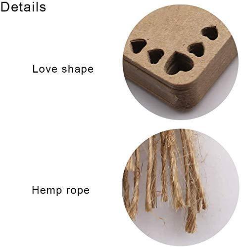 100pcs Premium Gift Tags, Double-Sided Available Kraft Paper Price Tags with 100 Root Natural Jute Twine, Craft Tags Labels Treats Tags for Wedding Christmas Day Thanksgiving tag-3 - Haoser