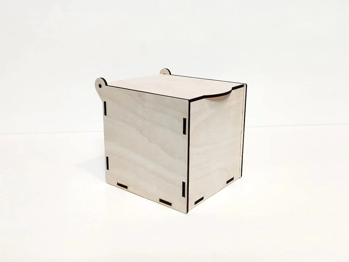 Pack of 2 Unfinished Wooden Box DIY Craft Wooden Boxes for Art, Hobbies, Jewelry Box and Home Storage (BP3-BOX16_Beige_3.9X3.9X3.9 IN) - Haoser
