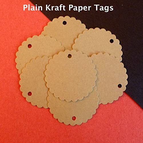 Scalloped Shaped Kraft Plain Paper Tags with Jute Twine, Perfect for Arts and Crafts, DIY, Wedding Party Favor - (Pack of 200) - Haoser