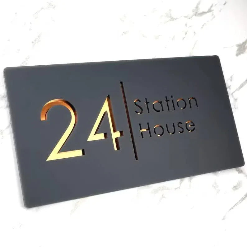 Name plate for home entrance | Door name plates | Wood Personalized Name Plate with 3D Letters | | Name Plate For Home, Office & Outdoor Entrance | 15X30 cm | Gift (Design 1) - Haoser