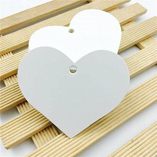 100 White Paper Tags Heart Shaped Blank Kraft Paper Tags 6 X 6 cms - Haoser