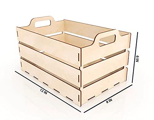 MDF Crate with Handles (Small) (BP3-BOX37_Beige_12X8X6 IN) - Haoser