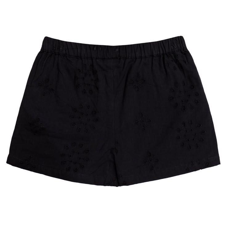 Haoser Girls Black Sifli Embroidery Cotton Designer Shorts - Stylish Printed Pure Cotton Shorts with 2 Pockets - Haoser