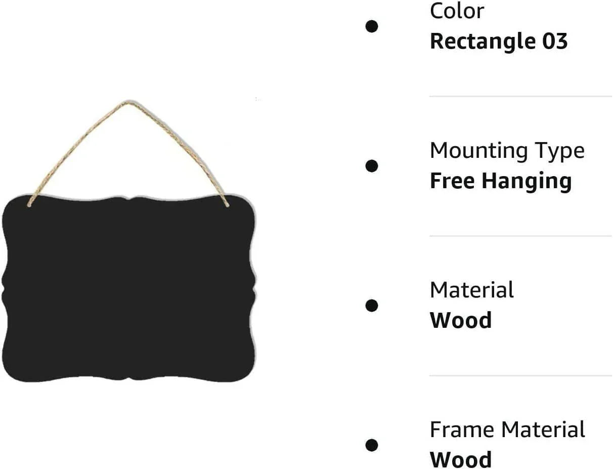 Haoser 5 Pack Wooden Hanging Chalkboard Signs,Memo Message Sign, Vintage Erasable Message Board Sign with Hanging String for Wedding Kitchen Home Party Decoration - Haoser