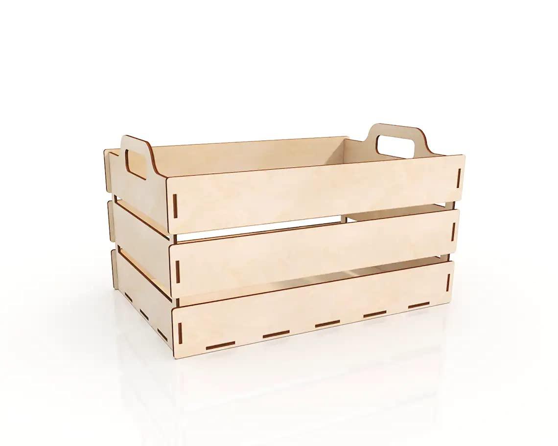 MDF Crate with Handles (Small) (BP3-BOX37_Beige_12X8X6 IN) - Haoser