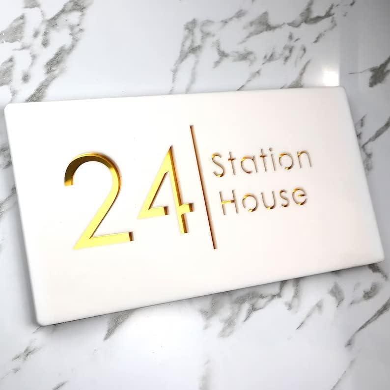 Name plate for home entrance | Door name plates | Wood Personalized Name Plate with 3D Letters | | Name Plate For Home, Office & Outdoor Entrance | 15X30 cm | Gift (Design 1) - Haoser