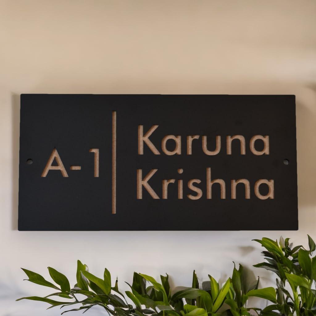 Name plate for home entrance | Door name plates | Wood Personalized Name Plate with 3D Letters | | Name Plate For Home, Office & Outdoor Entrance | 15X30 cm | Gift (Design 1) - Haoser