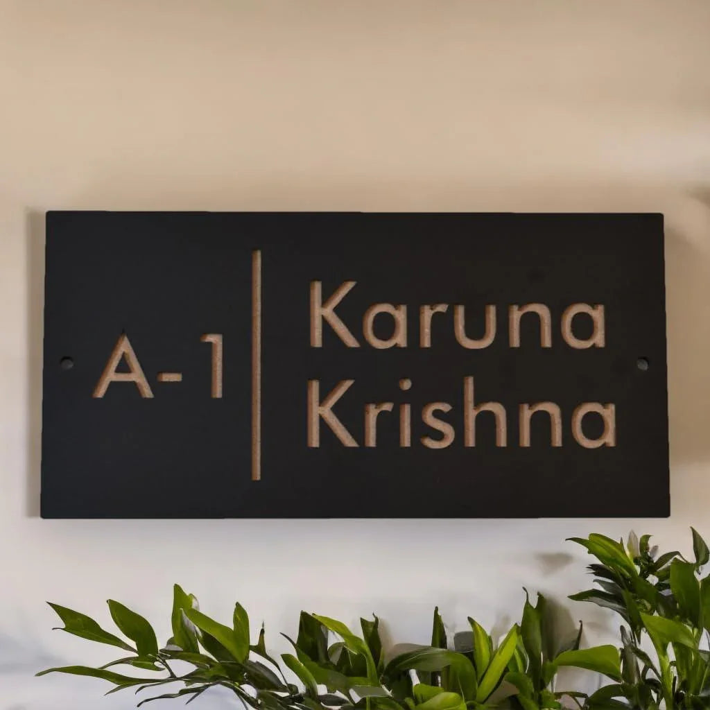 Name plate for home entrance | Door name plates | Wood Personalized Name Plate with 3D Letters | | Name Plate For Home, Office & Outdoor Entrance | 15X30 cm | Gift (Design 1) - Haoser