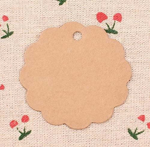 Scalloped Shaped Kraft Plain Paper Tags with Jute Twine, Perfect for Arts and Crafts, DIY, Wedding Party Favor - (Pack of 200) - Haoser