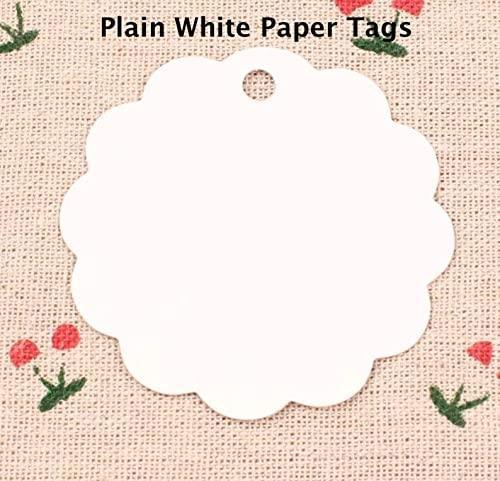 Scalloped Shaped Kraft Plain Paper Tags with Jute Twine, Perfect for Arts and Crafts, DIY, Wedding Party Favor - (Pack of 200) - Haoser