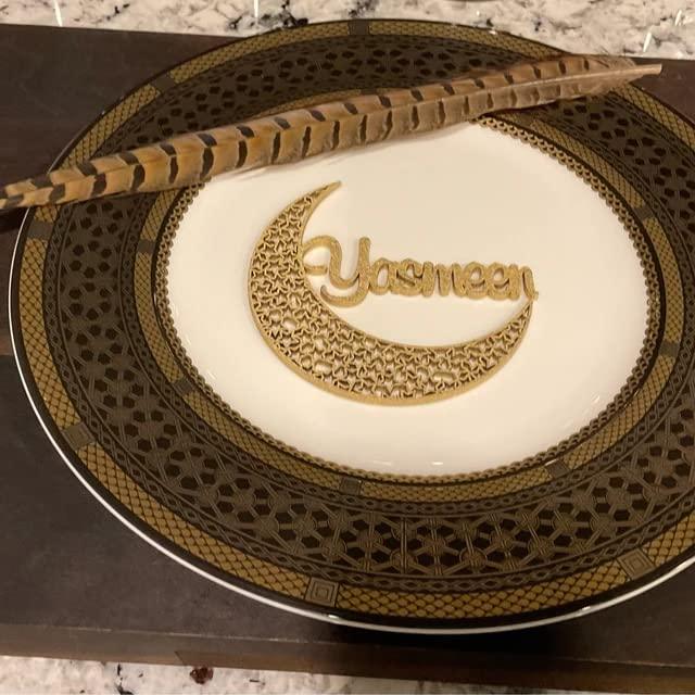 Haoser 12 Inches Hight Ramadan Decoration- Wooden Decoration- Eid Mubarak Wooden Laser Cutout Hanging Decor - Haoser