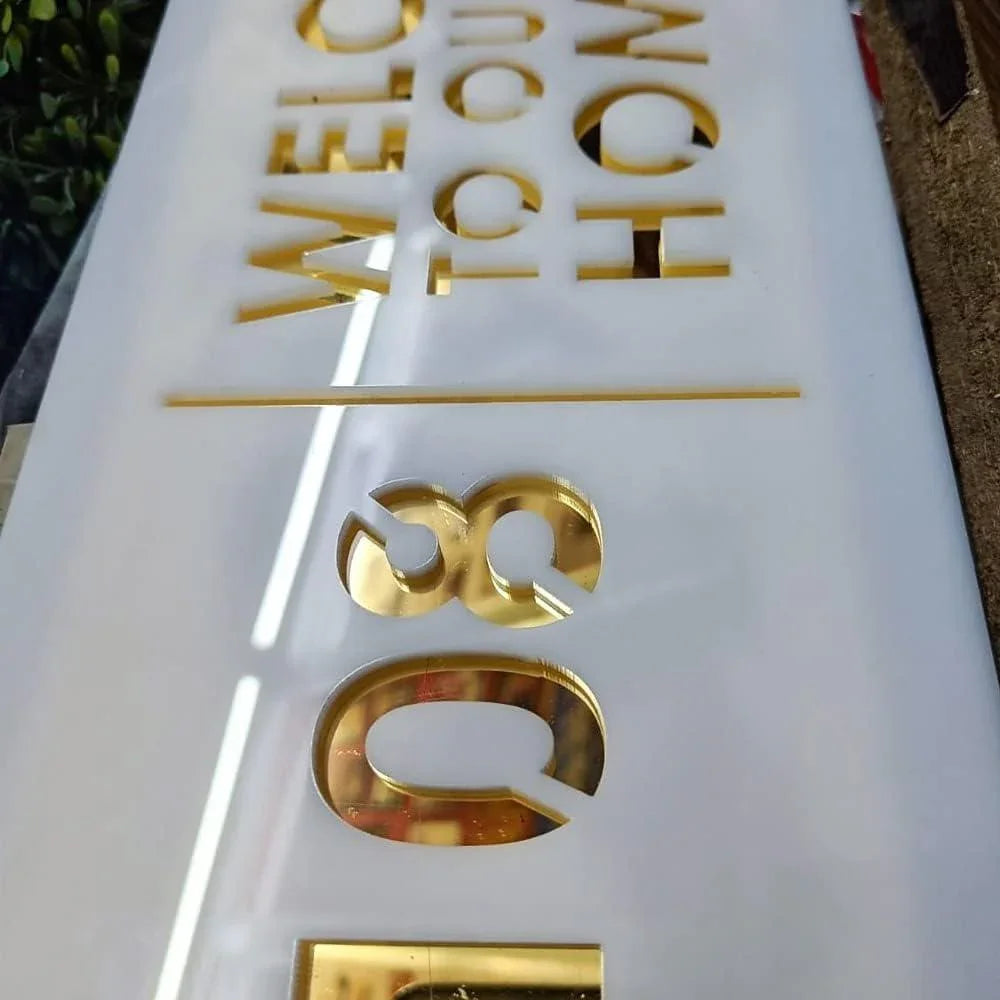 Name plate for home entrance | Door name plates | Wood Personalized Name Plate with 3D Letters | | Name Plate For Home, Office & Outdoor Entrance | 15X30 cm | Gift (Design 1) - Haoser