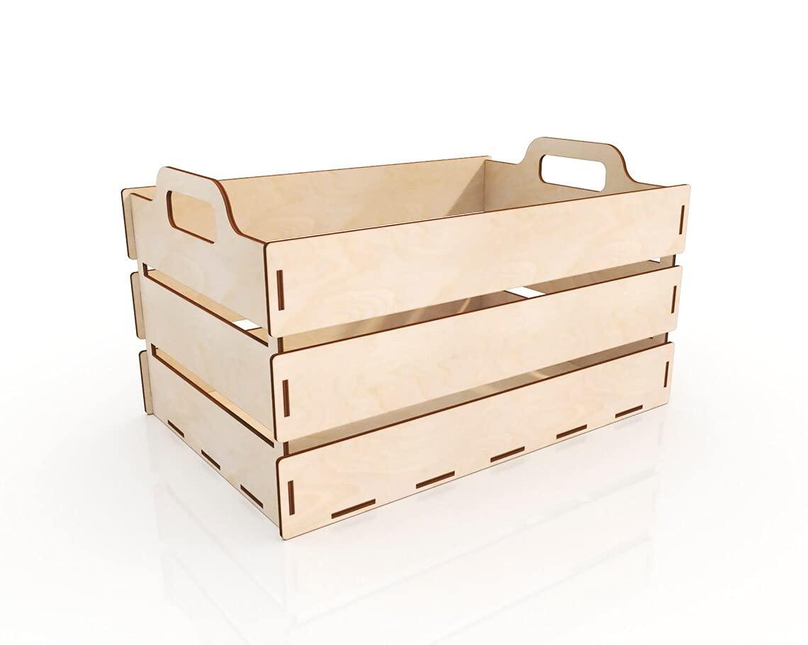 MDF Crate with Handles (Small) (BP3-BOX37_Beige_12X8X6 IN) - Haoser