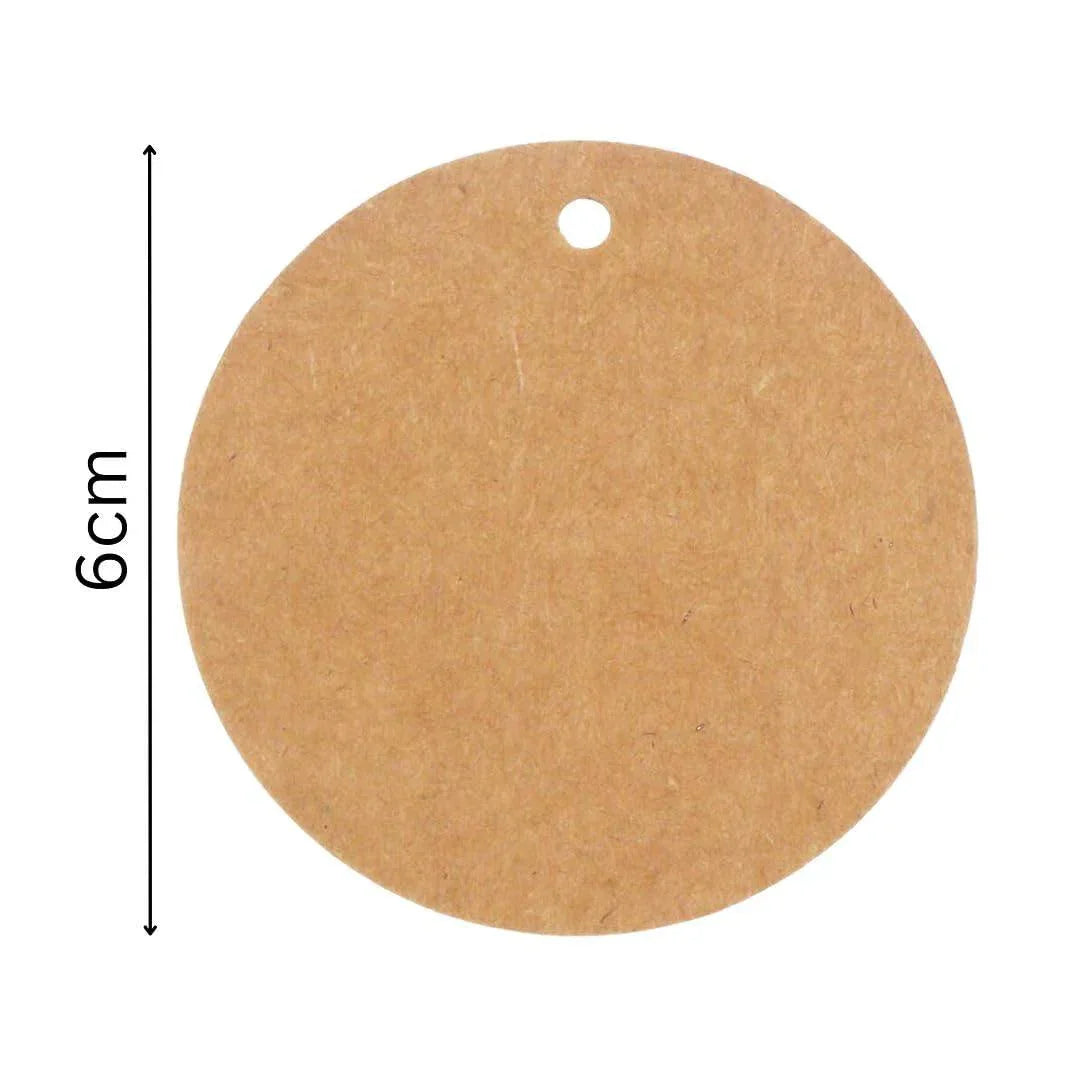 50pcs Circle Shaped Brown Kraft Paper Double-Sided Writable Handmade Tag with Natural Jute Twine for Gift & Thanksgiving Tag (6cmX6cm)_A1 - Haoser