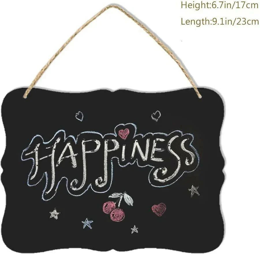 Haoser 5 Pack Wooden Hanging Chalkboard Signs,Memo Message Sign, Vintage Erasable Message Board Sign with Hanging String for Wedding Kitchen Home Party Decoration - Haoser