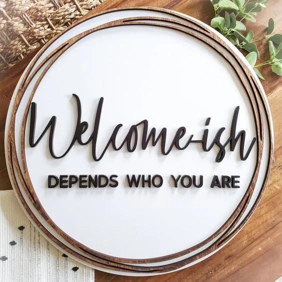 Personalized Round Shaped Wood Name Plate For Home Office Flat (Large – 50x50cm) - Haoser