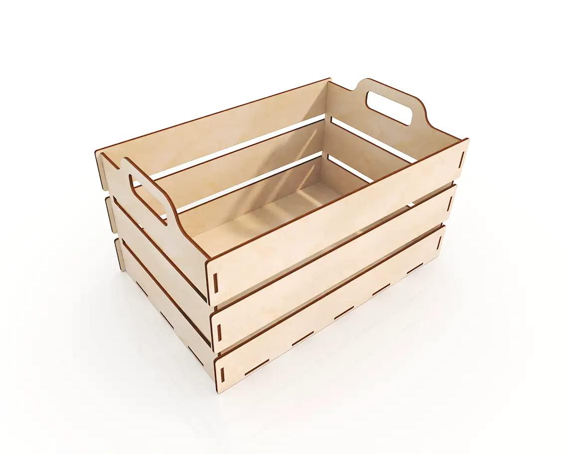 MDF Crate with Handles (Small) (BP3-BOX37_Beige_12X8X6 IN) - Haoser
