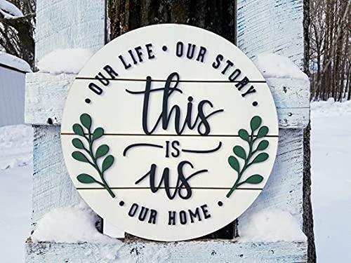 Personalized Round Shaped Wood Name Plate for office home (Matte Black And Green Finish Small- 30x30cm) - Haoser