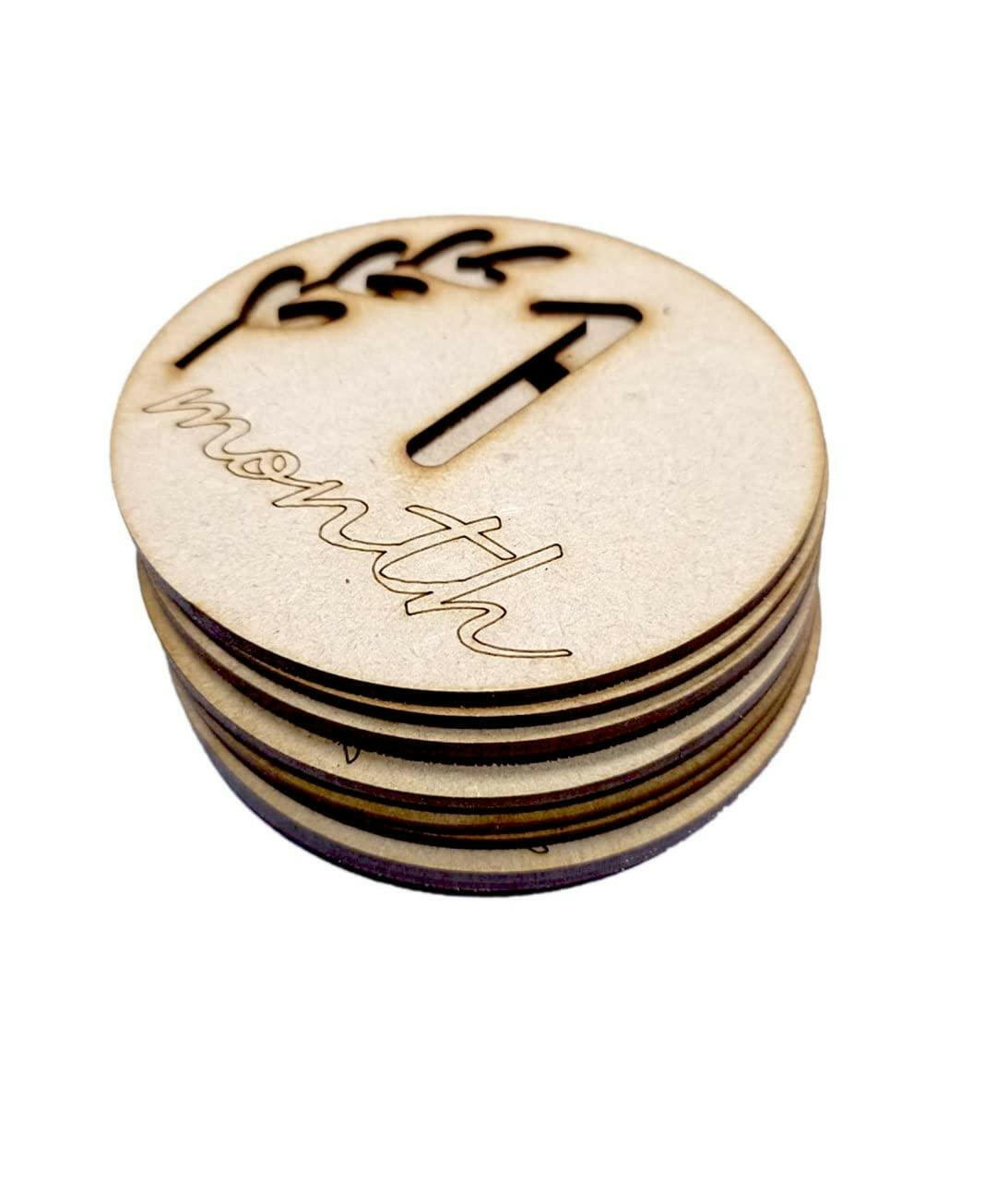 Haoser Wooden Monthly Milestone Discs for Baby Photos/Baby Milestone Cards/See Animals- Milestone Cards/New Baby Gift/Baby Shower Gift - Haoser