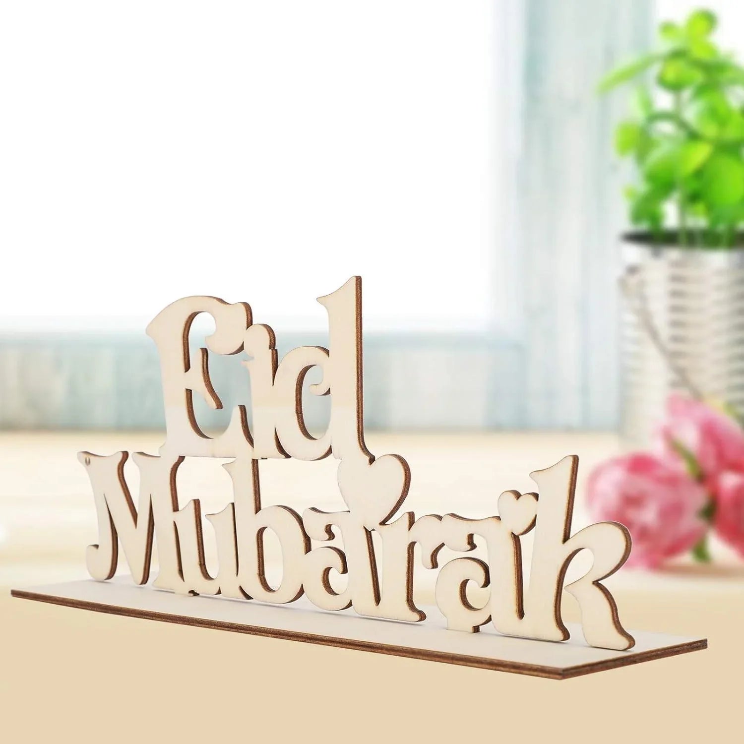 Haoser Eid Mubarak Wooden Ornament Ramadan Tabletop Decor, Eid Decoration Islamic Home Decor Ramadan Gifts Wooden Letter Ramadan Table Sign Eid Mubarak Home Room Table Party Decorations - Haoser