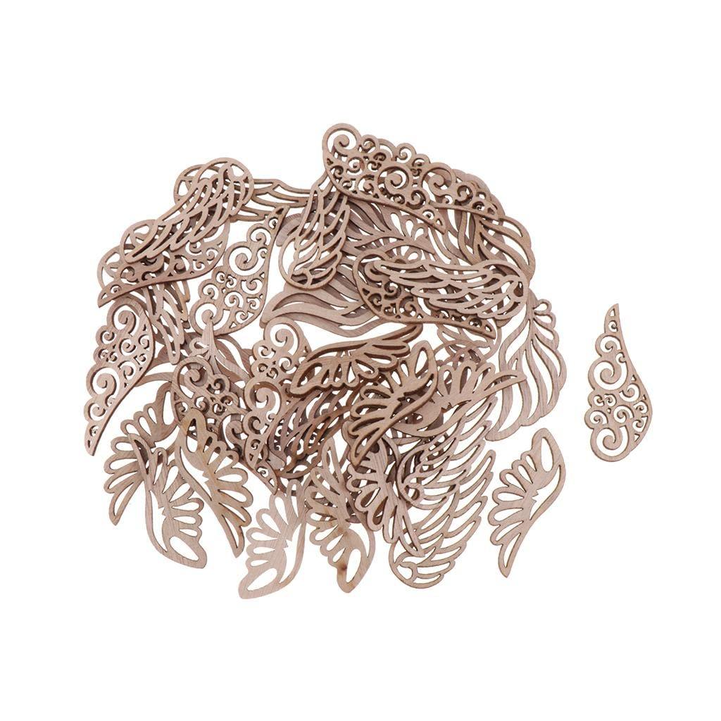 50 Pieces Blank Hollow Wooden Embellishments Unfinished Wood Chips Crafts | Sewing | Other Sewing - Haoser