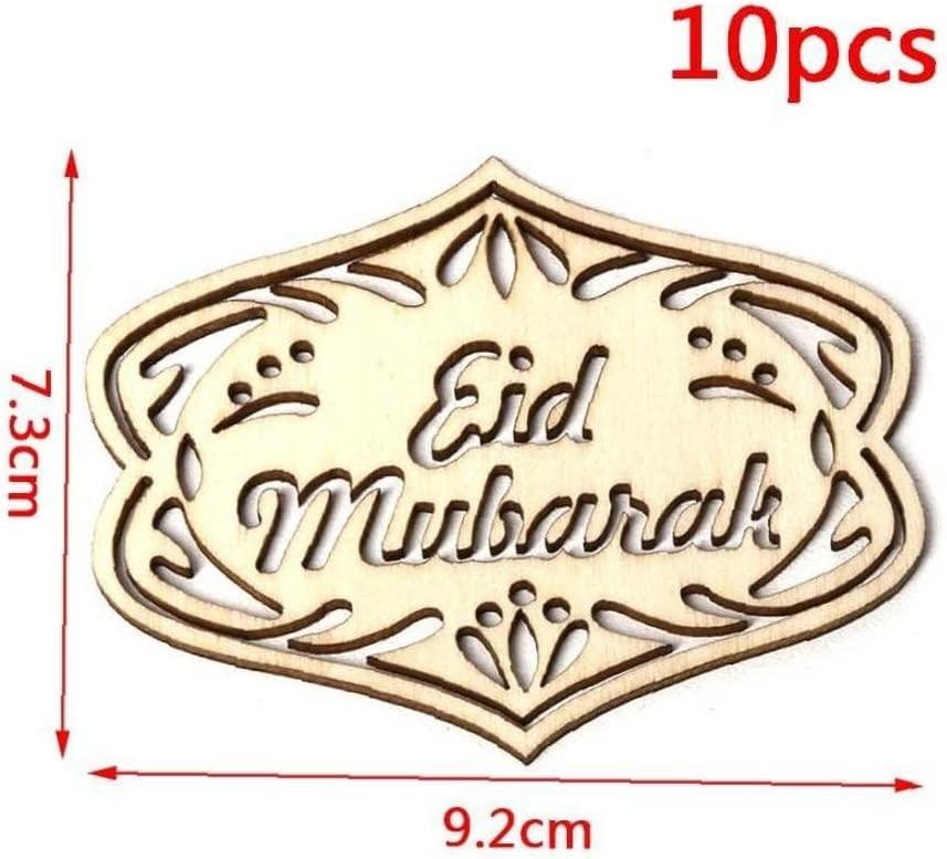 Haoser Unfinished Wood Eid Ramadan Cutouts Wood 10 Pieces DIY Hanging Decorations for Mubarak Muslim Islam Festival Home Party Accesories - Haoser