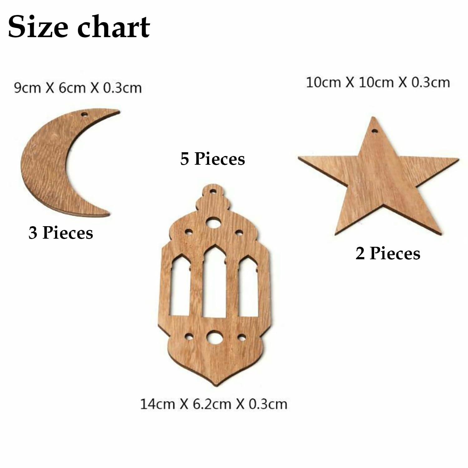 Haoser 10 Pcs Eid Mubarak Hanging Pendant Ramadan Crescent Pattern for DIY Crafts, Hanging Drop Ornament Banner for Home Party Gathering, Lesser Bairam, Festival Banner - Haoser