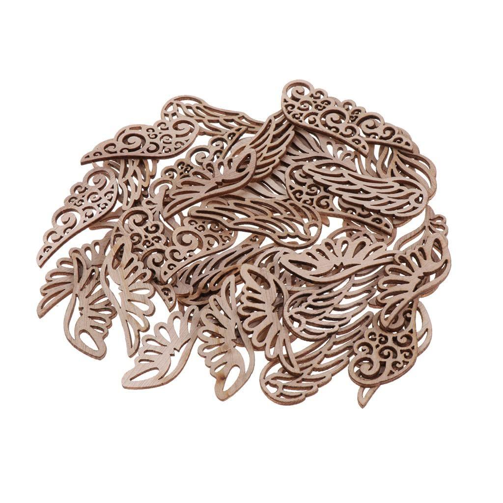 50 Pieces Blank Hollow Wooden Embellishments Unfinished Wood Chips Crafts | Sewing | Other Sewing - Haoser