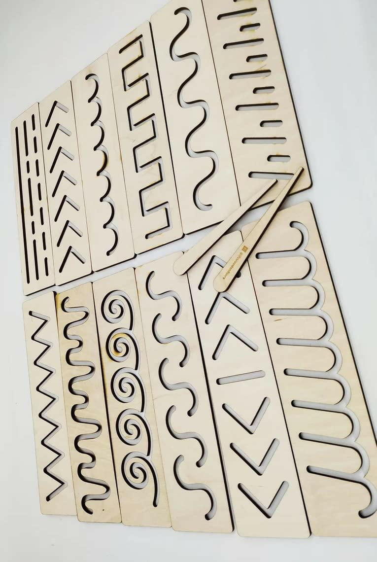 Haoser Educational Wood Handwriting Stencil Set Montessori Stencils Set,Wooden Educational Toys for Kids 3 Years or 2 or 4 Years Old - Haoser