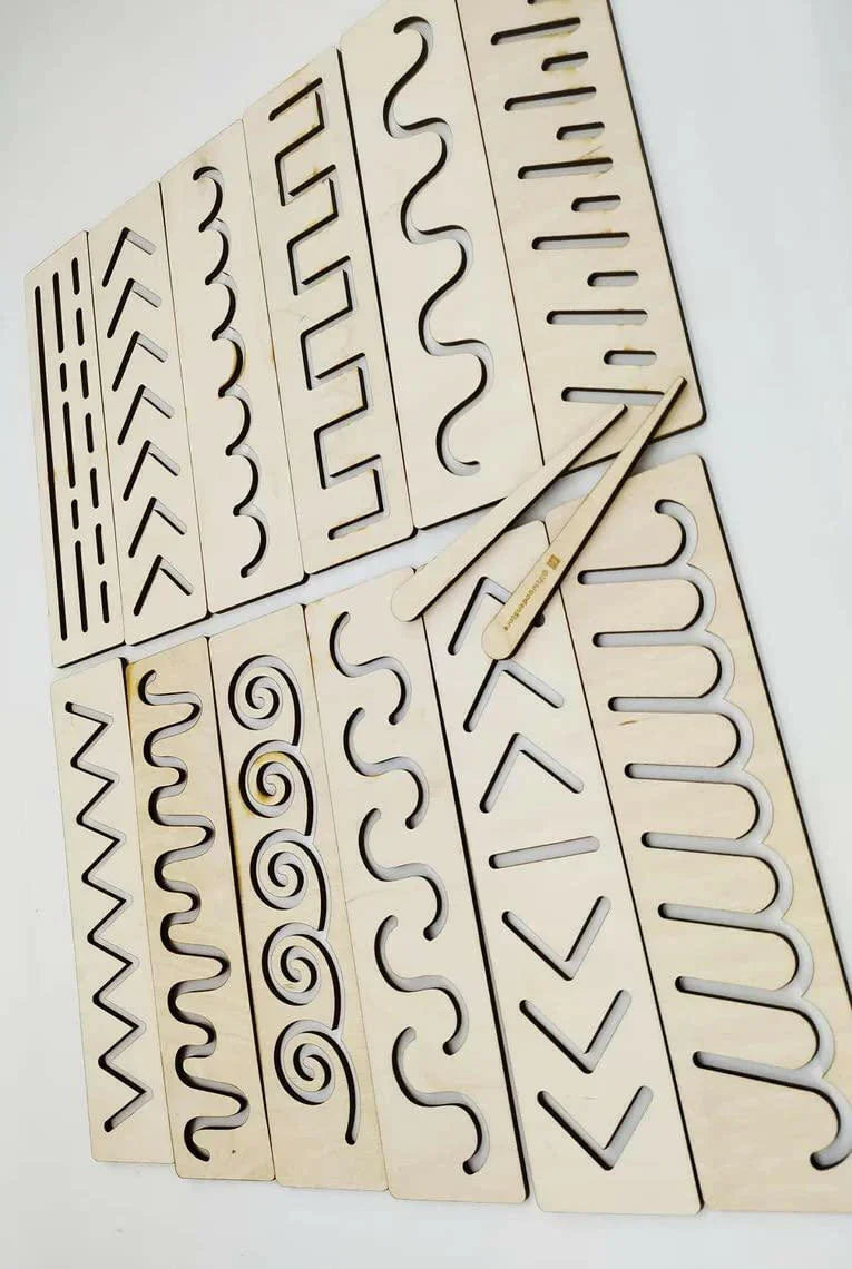 Haoser Educational Wood Handwriting Stencil Set Montessori Stencils Set,Wooden Educational Toys for Kids 3 Years or 2 or 4 Years Old - Haoser