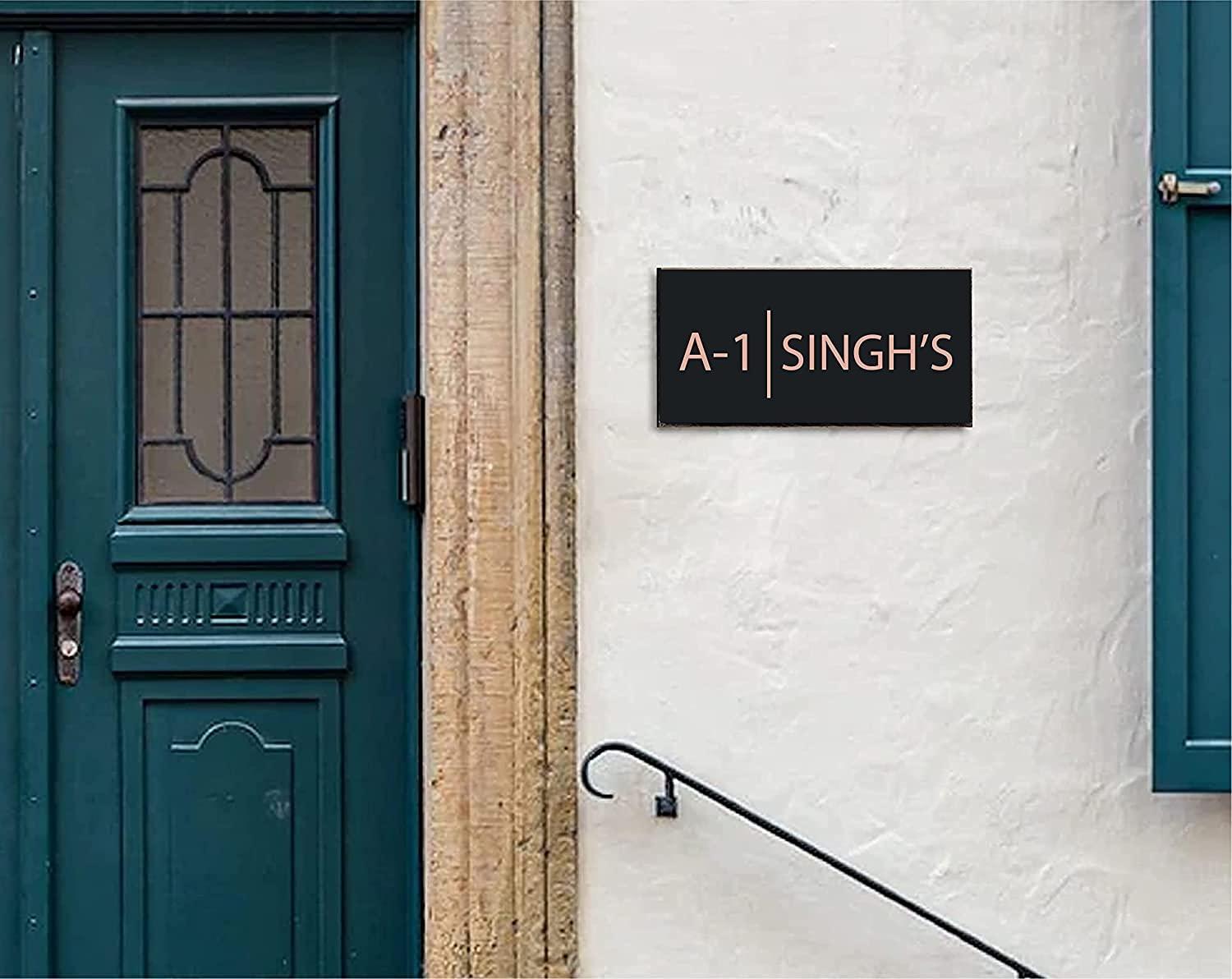 Name plate for home entrance | Door name plates | Wood Personalized Name Plate with 3D Letters | | Name Plate For Home, Office & Outdoor Entrance | 15X30 cm | Gift (Design 1) - Haoser