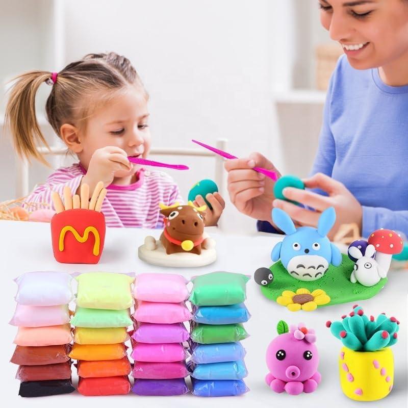 Haoser 12 Colors Air Dry Magic Clay, Ultra-Light Creative Art and Craft Air Dry Super Clay with Carving Molding Tools Kit for Kids (Pack of 1) Animal Decoration Accessories, Kids Art Crafts Best Gift - Haoser