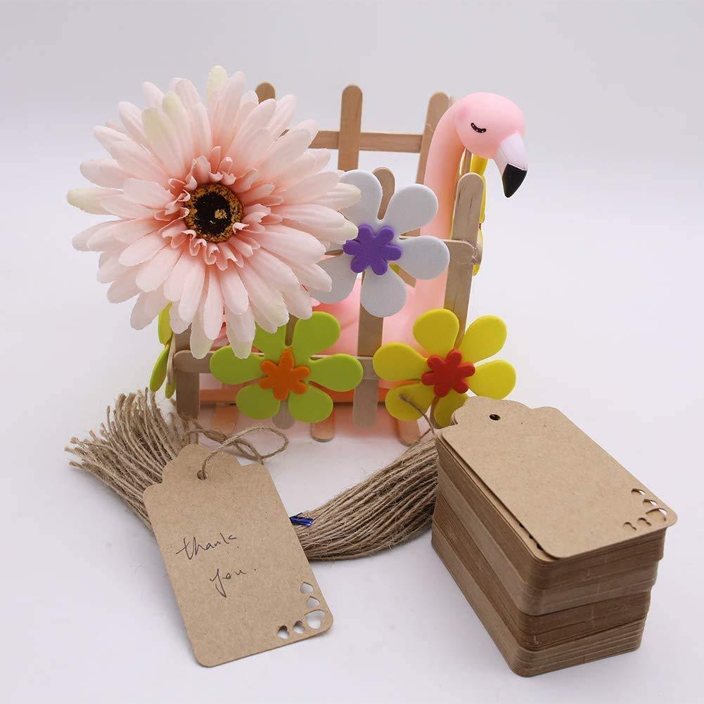 100pcs Premium Gift Tags, Double-Sided Available Kraft Paper Price Tags with 100 Root Natural Jute Twine, Craft Tags Labels Treats Tags for Wedding Christmas Day Thanksgiving tag-3 - Haoser