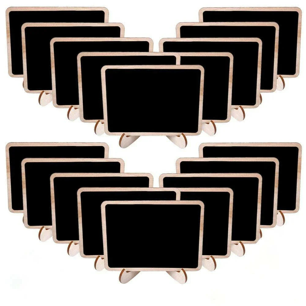 Haoser Chalkboard Labels Mini Chalkboards Signs, 20 Pack Small Chalkboards Blackboard with Easel Stand for Weddings, Birthday Parties, Message Board Signs and Event Decorations - Haoser