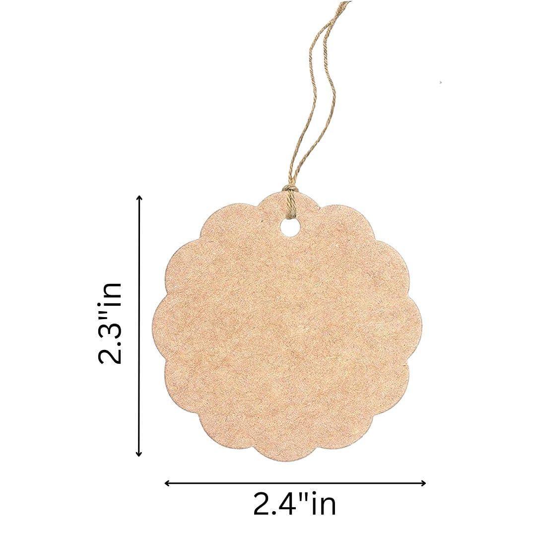 50pcs Circle Shaped Brown Kraft Paper Double-Sided Writable Handmade Tag with Natural Jute Twine for Gift & Thanksgiving Tag (6cmX6cm)_A1 - Haoser