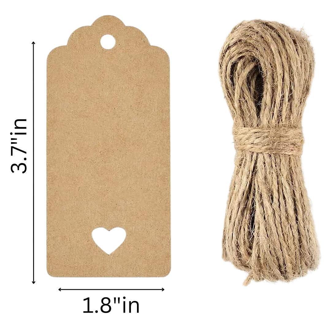 50pcs Circle Shaped Brown Kraft Paper Double-Sided Writable Handmade Tag with Natural Jute Twine for Gift & Thanksgiving Tag (6cmX6cm)_A1 - Haoser