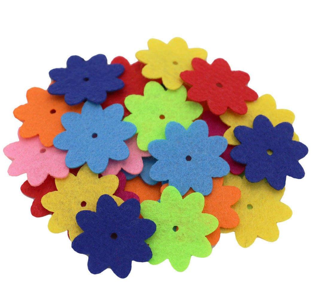 4 Shapes 150pcs Craft Felt Flowers Mixed Color for the DIY Craft Decoration of Clothes, Bags, Shoes, Etc - Haoser