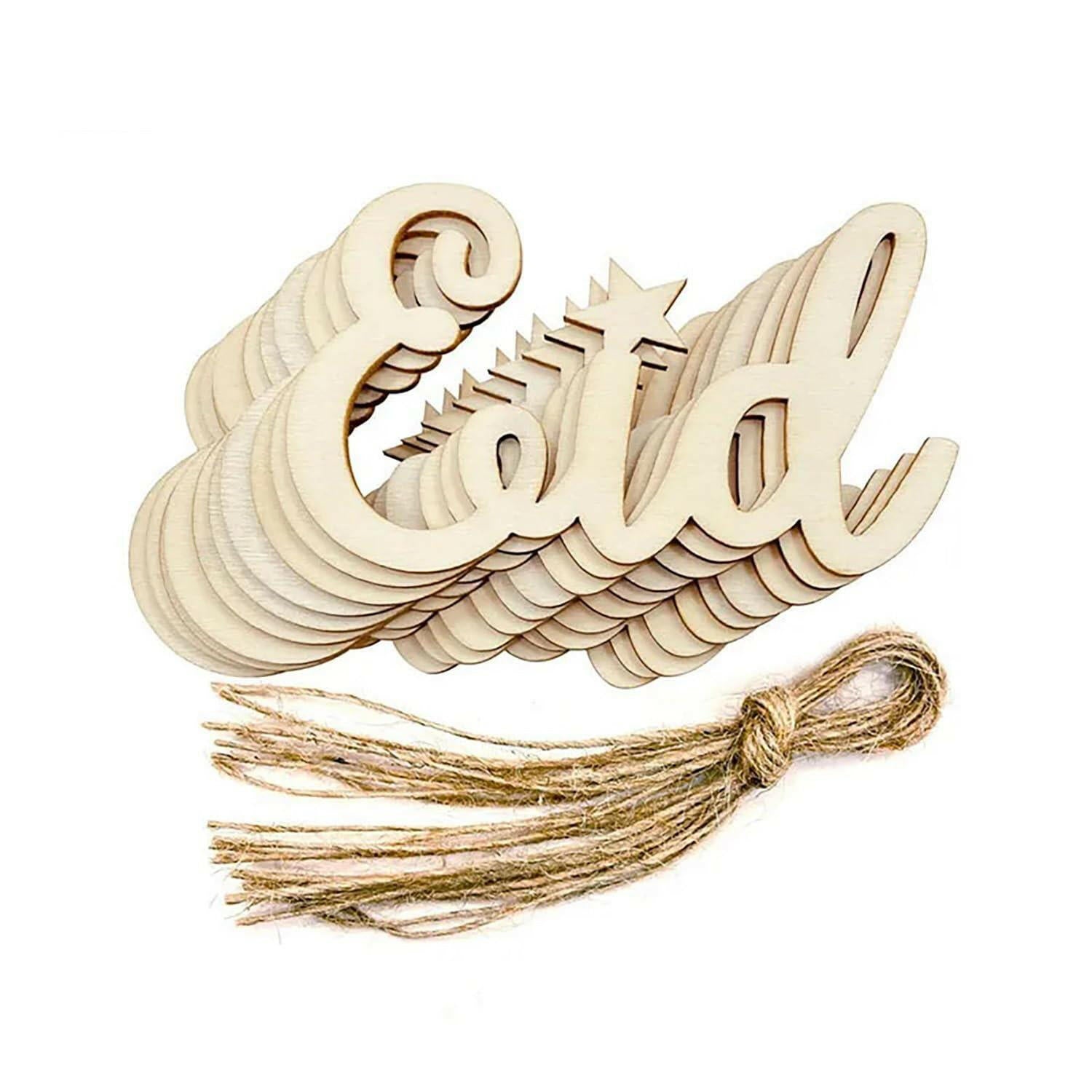 Haoser Set of 10 Eid Special Wooden Pendants, Islamic Festival Decorations, Crescent Moon and Star Design, Handcrafted Eid Mubarak Gifts, Wooden Eid Ornaments, Ramadan and Eid Home Decor (DGN-5) - Haoser