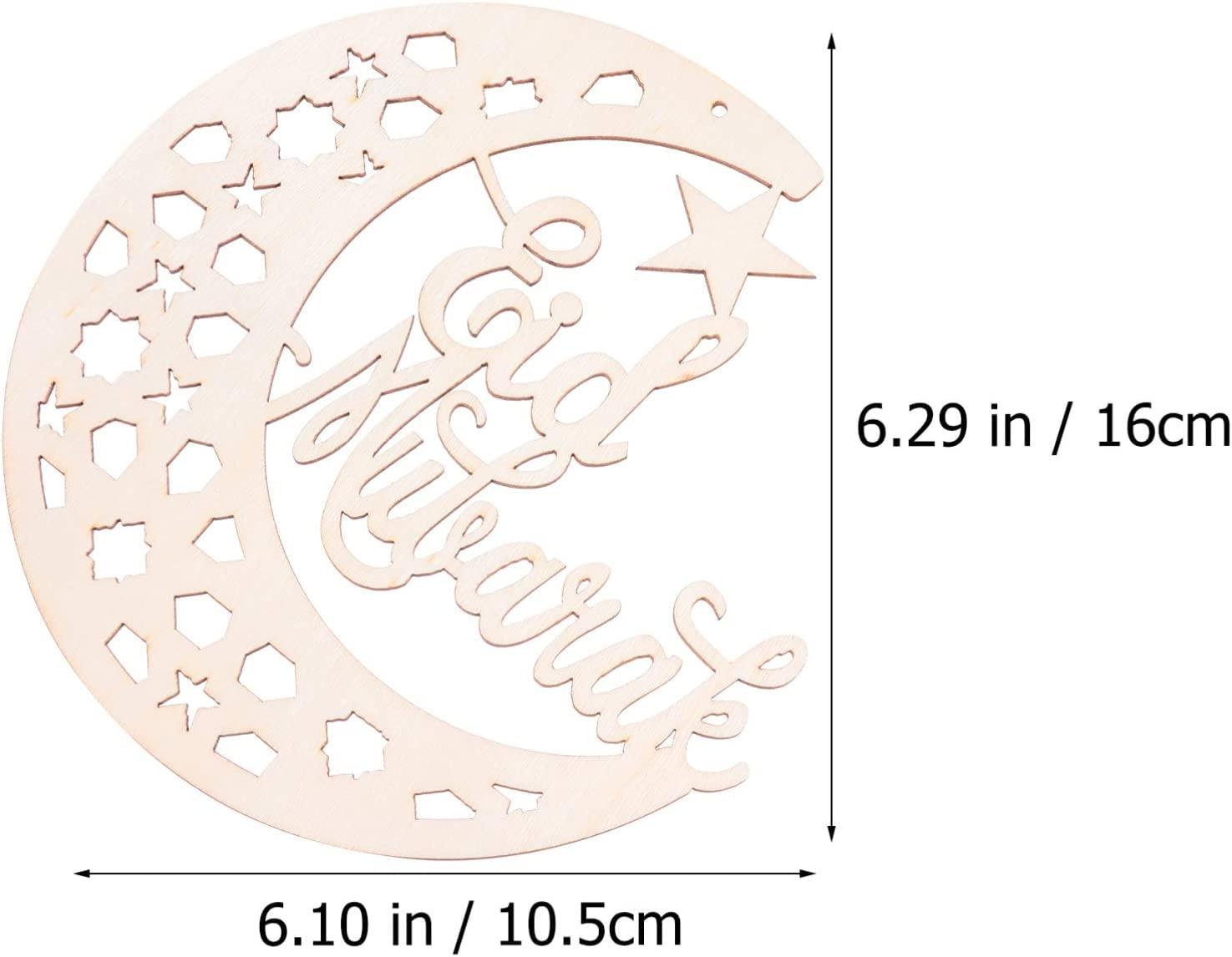 Haoser 4 Pack Ramadan Decorations for Home -Eid Mubarak Hanging Ornaments, Eid Mubarak Ornaments Slices Crescent Moon Shape Pendant for Ramadan Festival DIY Craft Home Decoration - Haoser