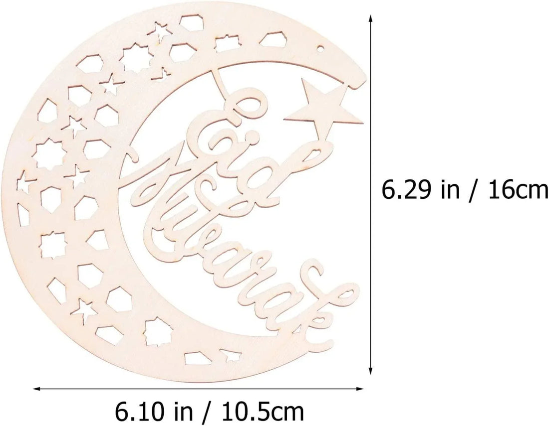 Haoser 4 Pack Ramadan Decorations for Home -Eid Mubarak Hanging Ornaments, Eid Mubarak Ornaments Slices Crescent Moon Shape Pendant for Ramadan Festival DIY Craft Home Decoration - Haoser