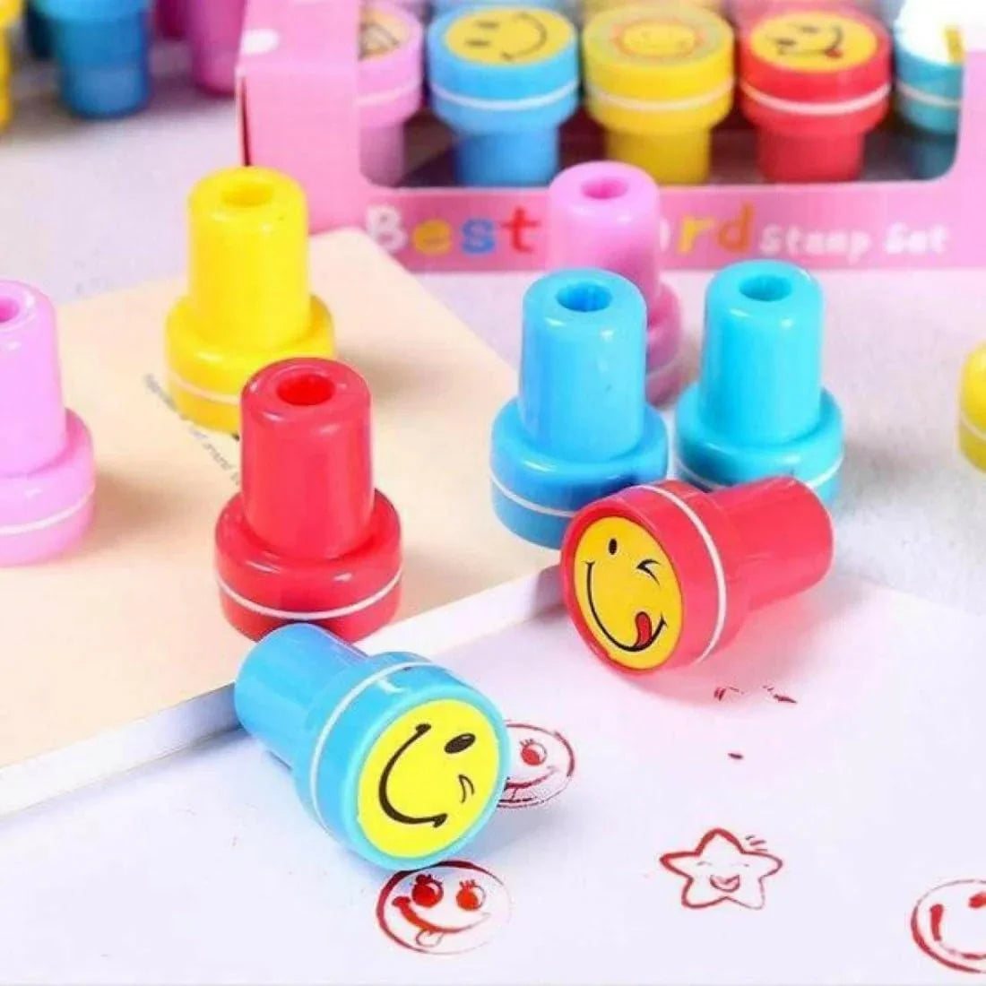 Haoser 8 Piece Stamps for Kids Emoji and Motivation Reward | Emoji Stamper for Kids -Plastic Stamper Toys Art and Craft School Toys for Kids/Boys/Girls - Haoser