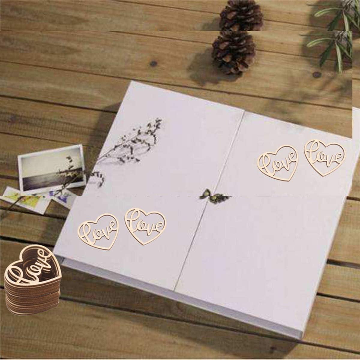 50PCS Wood Hearts Slices Wooden Discs Heart Shaped Embellishment for Wedding Decor Arts Crafts DIY Photo Album Decoration - Haoser