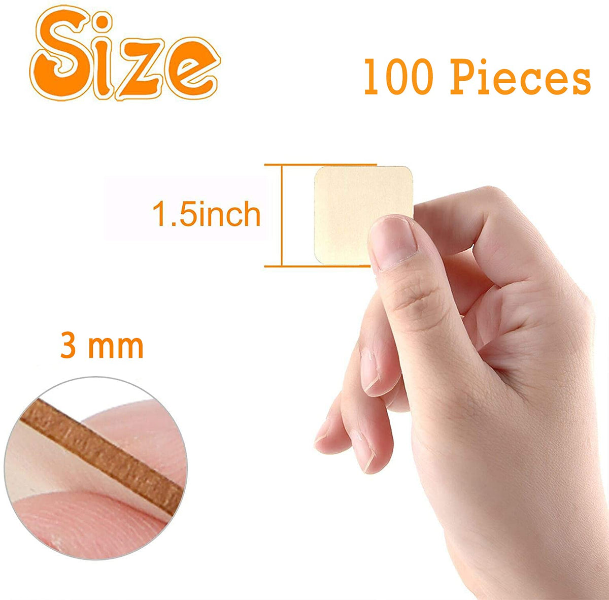 Haoser 100 Pcs Unfinished MDF Boards for Art & Craft 1.5 Inch Square Cutouts with Round Corners | MDF Sheets for DIY Projects MDF Boards for Art and Craft 1.5 inch - Haoser