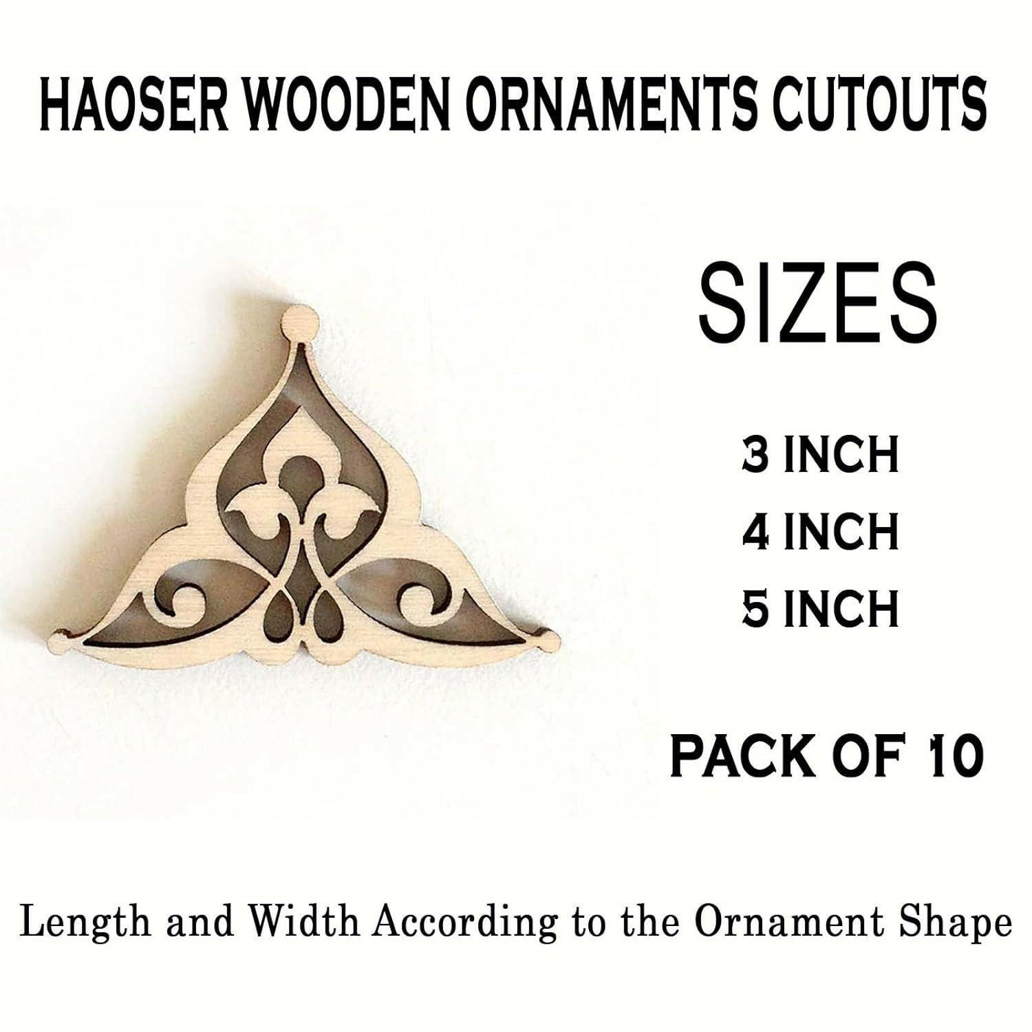 Haoser Wooden Ornaments Cutouts for Home Decor, Laser Cut Wood Cutouts for DIY Craft Project (Pine MDF_Ornament-7_4 Inch_Pack of 10) - Haoser