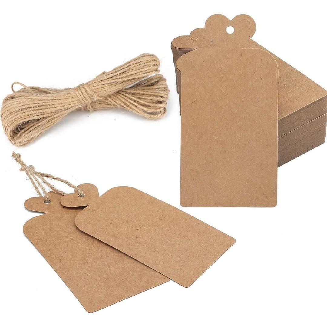50pcs Circle Shaped Brown Kraft Paper Double-Sided Writable Handmade Tag with Natural Jute Twine for Gift & Thanksgiving Tag (6cmX6cm)_A1 - Haoser