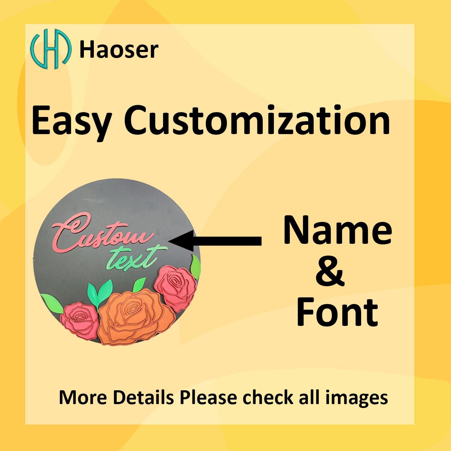 Haoser Wooden Wall Decor Customized Names, Fonts, Words Anything Needed Home Wall Decor Wedding Gifts, Birthday, Anniversary (30cm) - Haoser