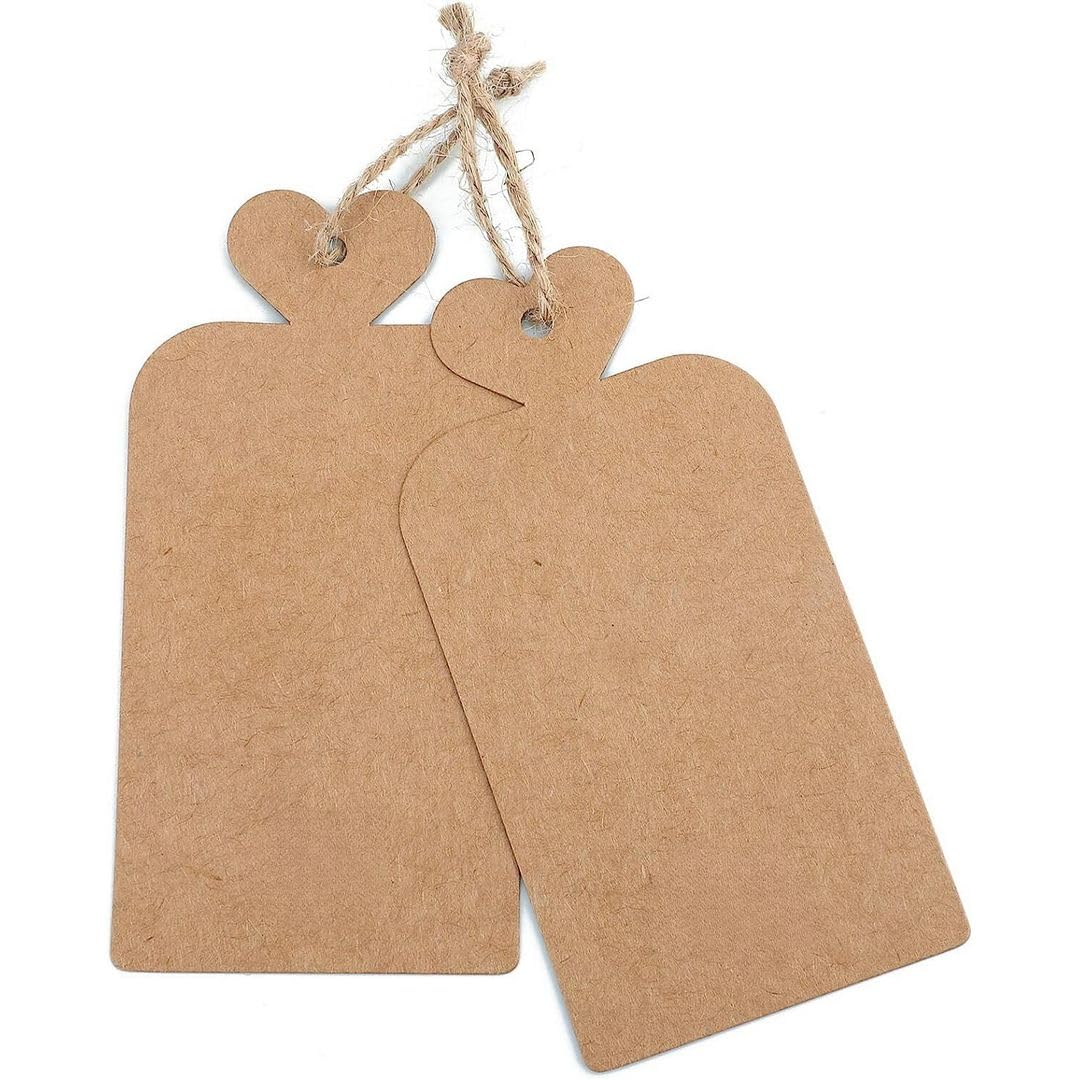 50pcs Circle Shaped Brown Kraft Paper Double-Sided Writable Handmade Tag with Natural Jute Twine for Gift & Thanksgiving Tag (6cmX6cm)_A1 - Haoser