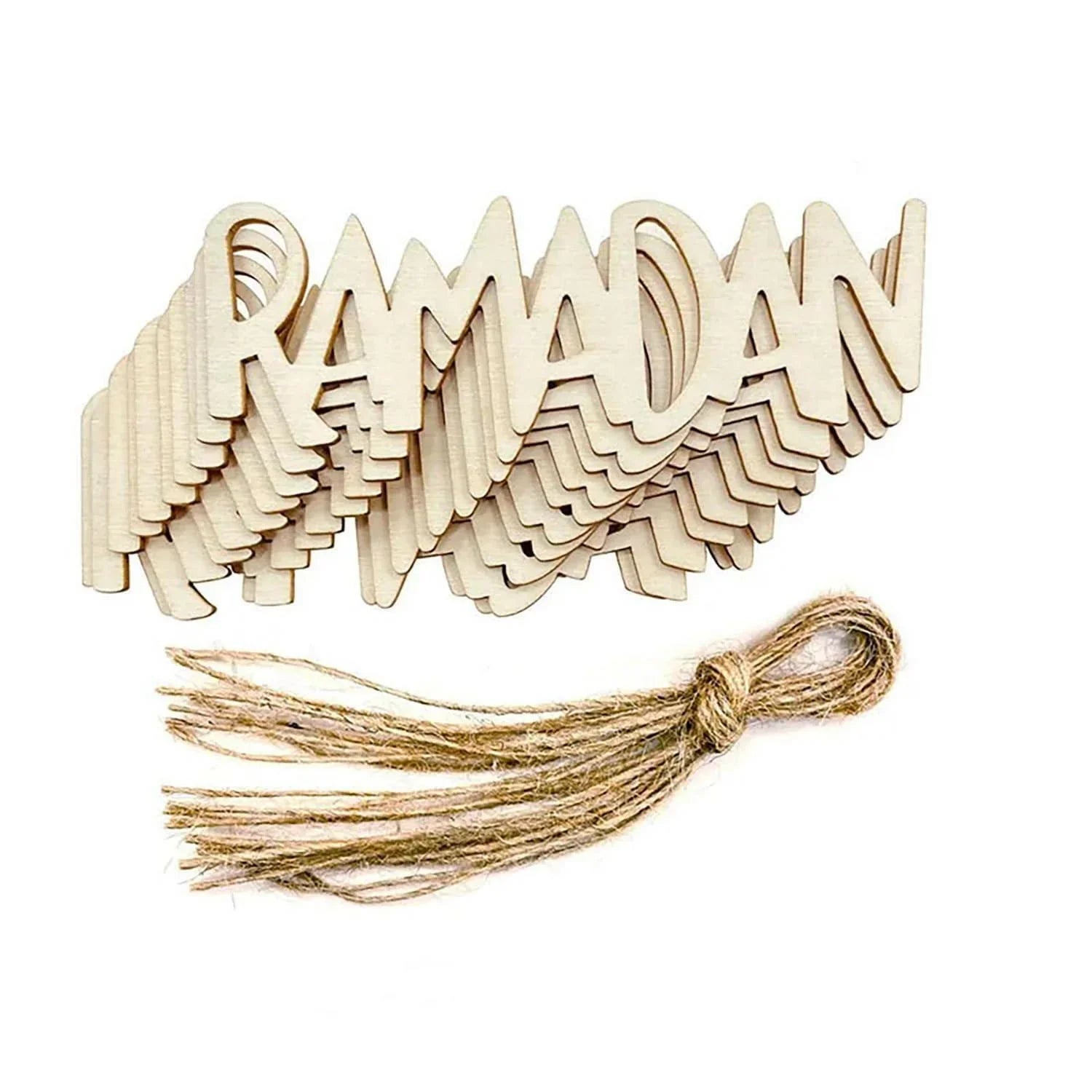 Haoser Set of 10 Eid Special Wooden Pendants, Islamic Festival Decorations, Crescent Moon and Star Design, Handcrafted Eid Mubarak Gifts, Wooden Eid Ornaments, Ramadan and Eid Home Decor (DGN-5) - Haoser